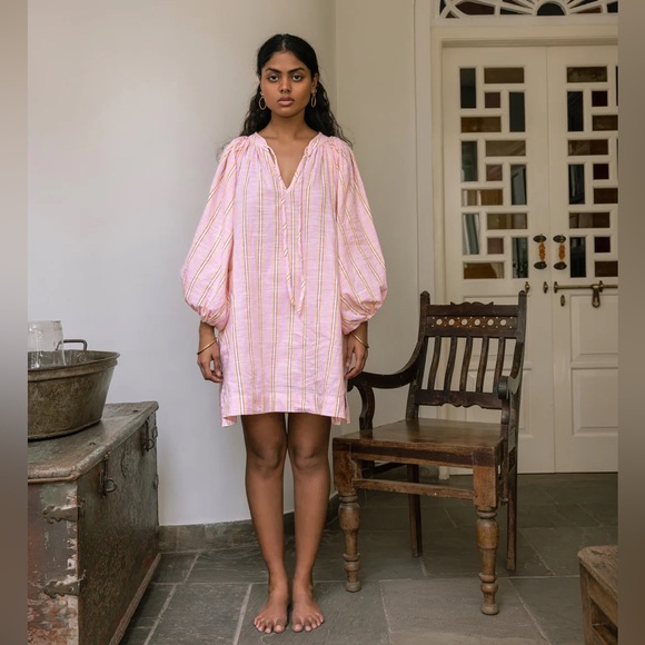 Daughters of India Dresses & Skirts - Daughters of India Poet Mini Dress in Pink Sorbet